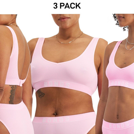 Bonds Womens Retro Rib Deep V Crop Super Stretch & Ultimate Comfort 3 Pack WU8DA-KarWorkwear