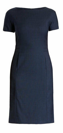 NNT Women Sharkskin Short Sleeve Detail Dress Formal Business Knee Lenght CAT66L-KarWorkwear