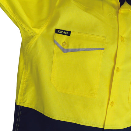 DNC Mens Two-Tone RipStop Cotton Cool Shirt, S/S Lightweight Breathable 3585-KarWorkwear