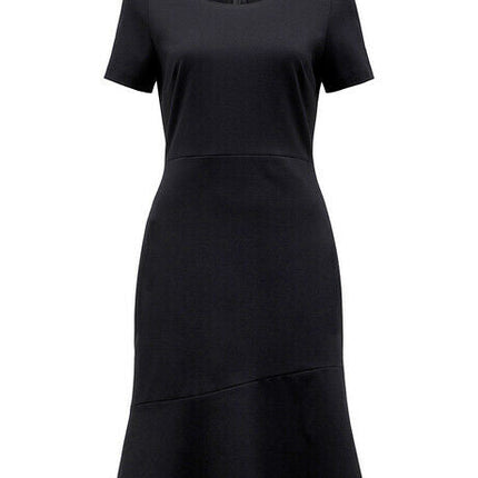 NNT Womens Short Sleeve Dress Ponte Knit Waist Seam Formal Knee Length CAT67K-KarWorkwear