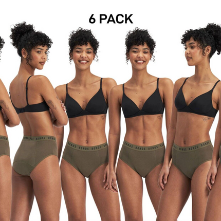 Bonds Womens Bloody Comfy Period Full Brief Heavy Absorbent Undies 6 Pack WTGLA-KarWorkwear