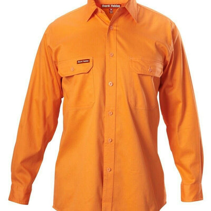 Hard Yakka Long Sleeve Cotton Drill Work Shirt Tradie Safety Button Y07500-KarWorkwear