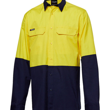 KingGee Mens Workcool Pro Spliced Shirt Long Sleeve Ripstop Work Safety K54027-KarWorkwear