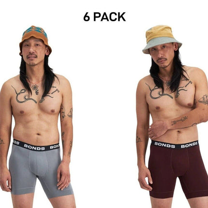 Bonds Mens Total Package Mid Trunk Smooth Viscose Bamboo Mid Length 6 Pack MWA9-KarWorkwear