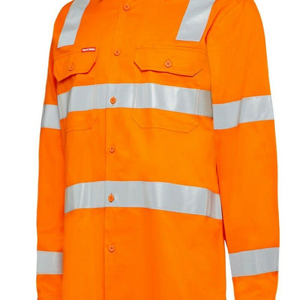 Mens Hard Yakka Rain Lightweight Drill Shirt Tape Hi-Vis Biomotion Safety Y04265-KarWorkwear