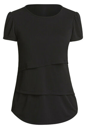 NNT Womens Short Sleeve Layered Top Curved Hemline Formal Comfy Business CATU7C-KarWorkwear