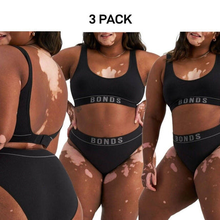 Bonds Womens Retro Rib Seamless Hi Bikini Hi Leg Smooth Stretchy 3 Pack WU8GT-KarWorkwear