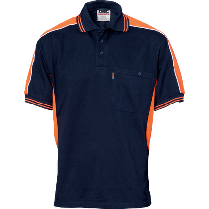 DNC Workwear Mens Polyester Cotton Panel Polo Shirt - Short Sleeve Casual 5214-KarWorkwear