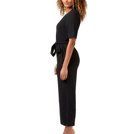 NNT Womens Short Sleeve Formal Jumpsuit Invisible Button Pleats Waist Tie CAT3RT-KarWorkwear