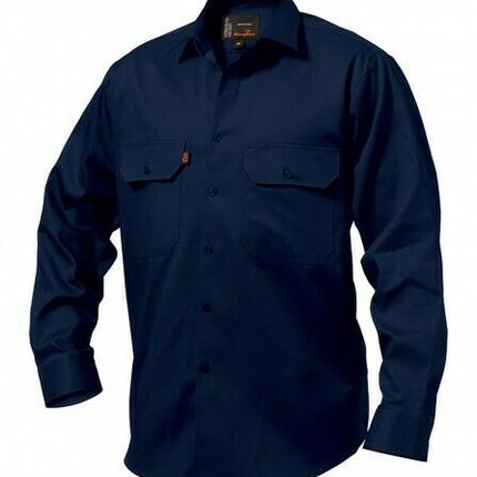 KingGee Open Front Drill Shirt Reinforced Stitching Tough Workwear K04010-KarWorkwear