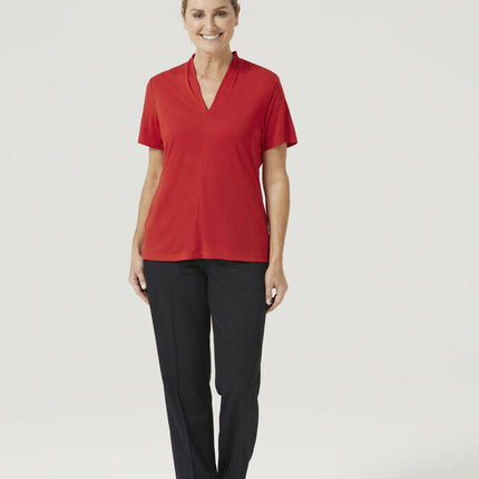 NNT Womens Matt Jersey V Neck Business Short Sleeve Formal Shirt Comfy CATUHP-KarWorkwear
