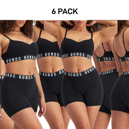 Bonds Womens Icons Super Logo Short Comfy Extra Coverage Mid-Length 6 Pack WR4V-KarWorkwear
