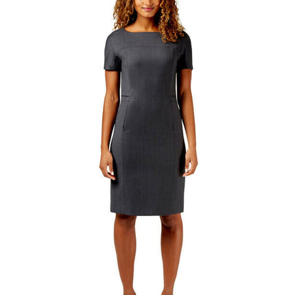 NNT Womens Sharkskin Short Sleeve Dress Classic Fit Stretch Knee Length CAT6BE-KarWorkwear