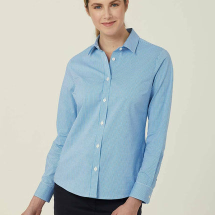 NNT Womens Avignon Gingham Business Shirts Long Sleeve Check Formal Shirt CATUKS-KarWorkwear