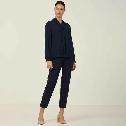 NNT Womens Formal Long Sleeve Tie Neck Blouse Classic Gathered Business CATUL2-KarWorkwear