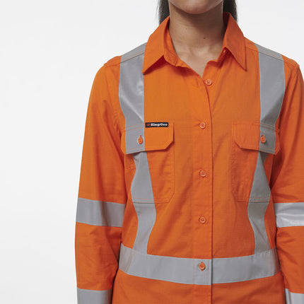 KingGee Womens Safety Workcool Vented X Back Reflective Breathable Shirt K44233-KarWorkwear