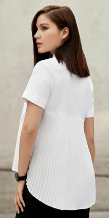 NNT Womens Stretch Cotton Blend Business Sunray Pleat Back Short Sleeve CATU62-KarWorkwear