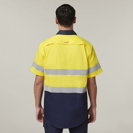 Hard Yakka Mens Short Sleeve HI Vis Reflective 2 Tone Taped Vented Shirt Y07754-KarWorkwear