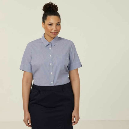 NNT Womens Avignon Stripe Short Sleeve Slim Casual Shirt Regular Business CATUK5-KarWorkwear