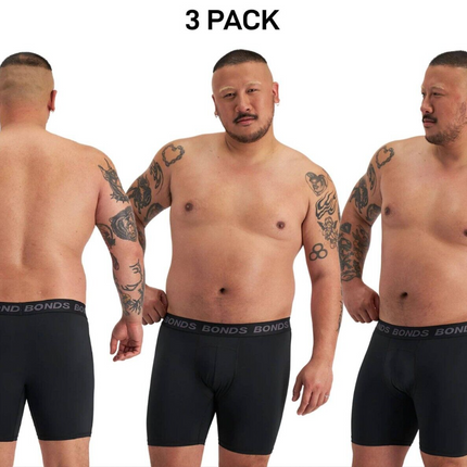 Bonds Mens Quickdry Mid Trunk Wide Inner Leg Panel Moisture Wicking 3 Pack MWQK-KarWorkwear