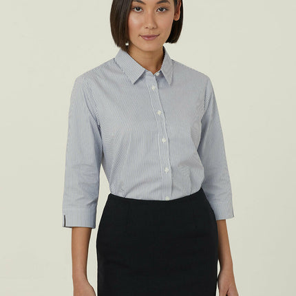 NNT Womens Avignon Formal Stripe 3/4 Sleeve Business Shirts Regular Fit CATUKV-KarWorkwear