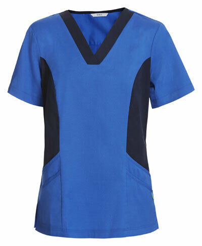 NNT Womens V-Neck Contrast Scrub Top Nurse Work Comfortable Uniform CATU5B-KarWorkwear
