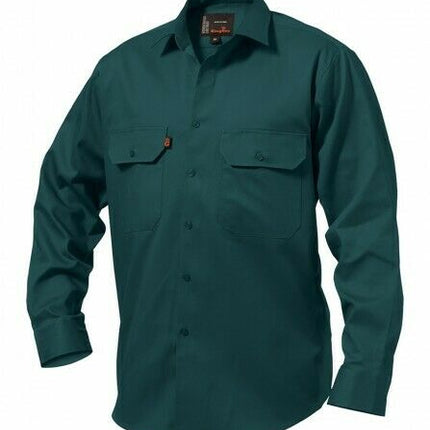 KingGee Open Front Drill Shirt Reinforced Stitching Tough Workwear K04010-KarWorkwear
