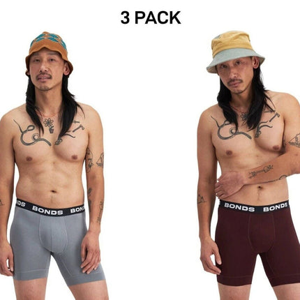 Bonds Mens Total Package Mid Trunk Smooth Viscose Bamboo Mid Length 3 Pack MWA9-KarWorkwear