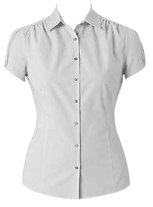 NNT Womens Cap Sleeve Shirt Pleated Collared Button Classic Shirt CAT475-KarWorkwear
