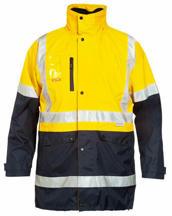 Hard Yakka Mens HiVis 4 in 1 Taped Jacket Reversible Jacket All Season Y06057-KarWorkwear