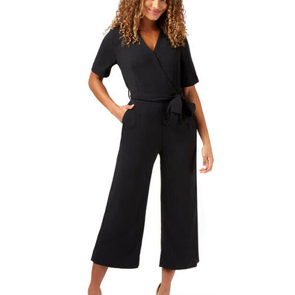 NNT Womens Short Sleeve Formal Jumpsuit Invisible Button Pleats Waist Tie CAT3RT-KarWorkwear