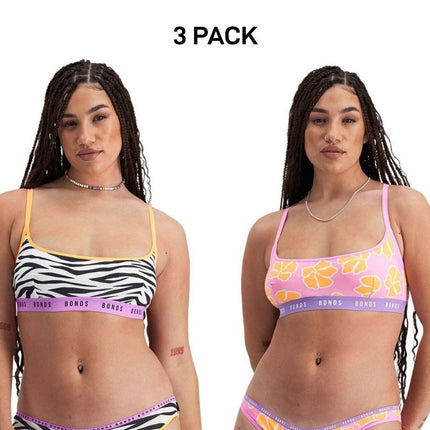 Bonds Womens Icons Scoop Crop Support Coverage and Confident Bra 3 Pack YWN8-KarWorkwear