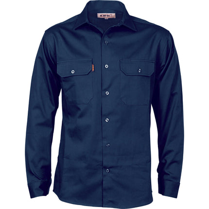 DNC Workwear Mens Cotton Drill Work Shirt Long Sleeve Comfortable  3202-KarWorkwear