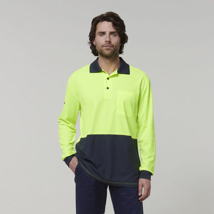 Hard Yakka Mens Safety Work Long Sleeve HI VIS Polo Y19617-KarWorkwear