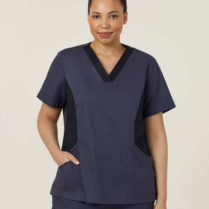 NNT Womens Nightingale V Neck Contrast Scrub Top Nurse Workwear Comfort CATULL-KarWorkwear