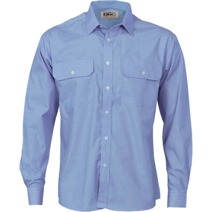 DNC Workwear Mens Polyester Cotton Work Shirt Long Sleeve Business Casual 3212-KarWorkwear
