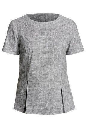 NNT Women Hand Drawn Print Short Sleeve Peplum Top Curved Neckline Formal CATU5X-KarWorkwear