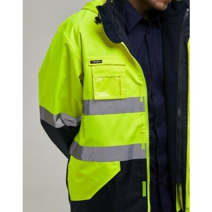 KingGee 4 in 1 Waterproof Jacket Fleece Insulated Hood Safety Hi-Vis K55300-KarWorkwear