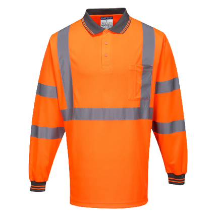 Portwest X Back L/S Polo Breathable Orange Reflective Tape Safety Work MP713-KarWorkwear