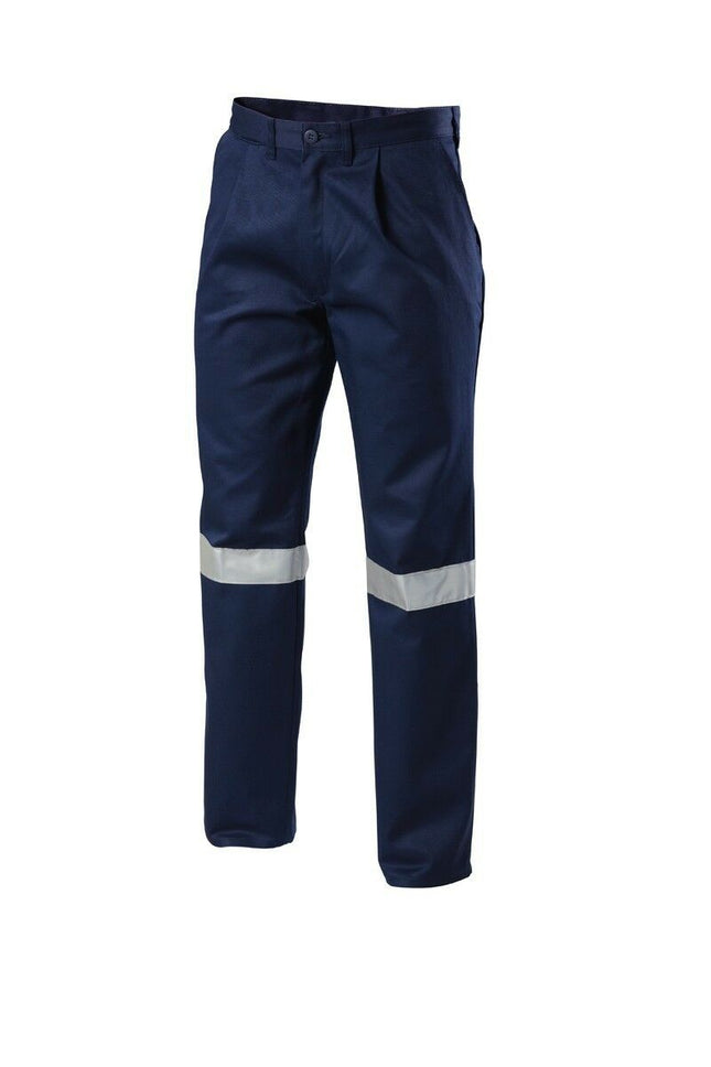 Mens Hard Yakka Cotton Drill Pants Reflective Tape Workwear Tough Y02615-KarWorkwear