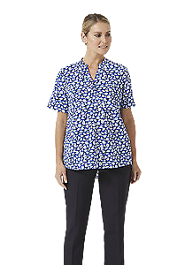 NNT Womens Petal Print Short Sleeve Tunic Mandarin Collar Neckline CATUHU-KarWorkwear