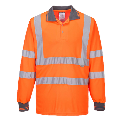 Portwest Hi-Vis Long Sleeved Polo 2 Tone Reflective Taped Work Safety S277-KarWorkwear