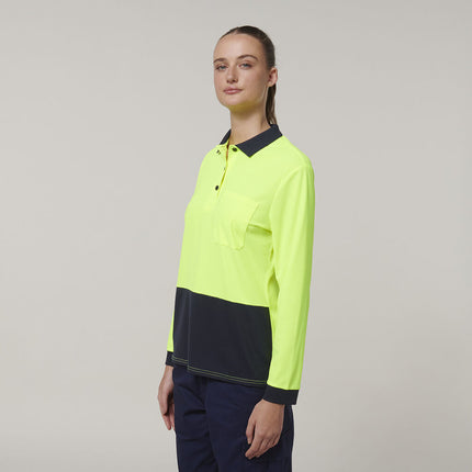 Hard Yakka Womens Safety Work Long Sleeve HI VIS Polo Y08603-KarWorkwear