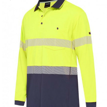 KingGee Mens Hi-Vis Workcool Summer Polo Shirt Long Sleeve Taped Work K54225-KarWorkwear