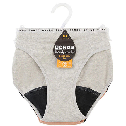 Bonds Womens Bloody Comfy Period Bikini Moderate Easy Wash & Wear 15 Pack WR4DA-KarWorkwear