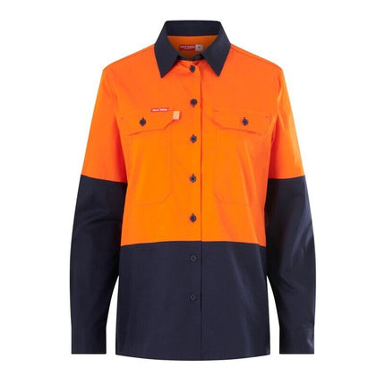 Hard Yakka Womens Long Sleeve HI Vis 2 Tone Reflective Vented Shirt Y08423-KarWorkwear