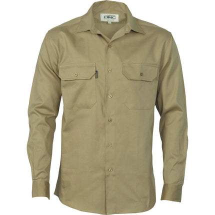 DNC Workwear Mens Cotton Drill Work Shirt Long Sleeve Comfortable  3202-KarWorkwear