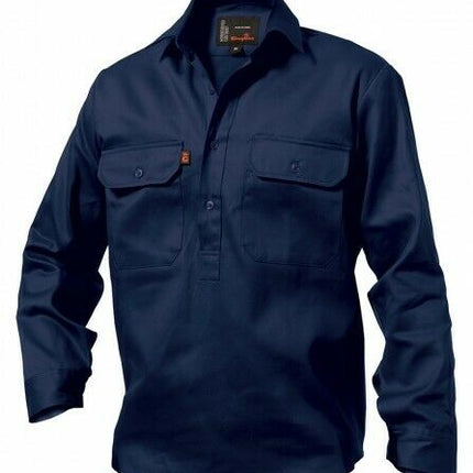 KingGee Closed Front Drill Shirt Reinforced Stitching Tough Work K04020-KarWorkwear
