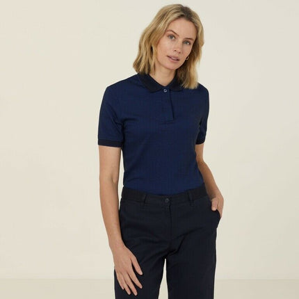NNT Womens  Textured Short Sleeve Polo Comfortable Side Splits Classic CATUF9-KarWorkwear