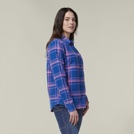 HARD YAKKA Women's Fit Check Flannie Shirt Relaxed Fit Smart Stylish Y08744-KarWorkwear